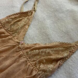 My Angel Women's Peach Lace Slip Maxi Dress Small Coquette Fairy Y2K Style